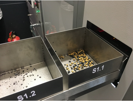 Sorting fractions generated by machine 4.